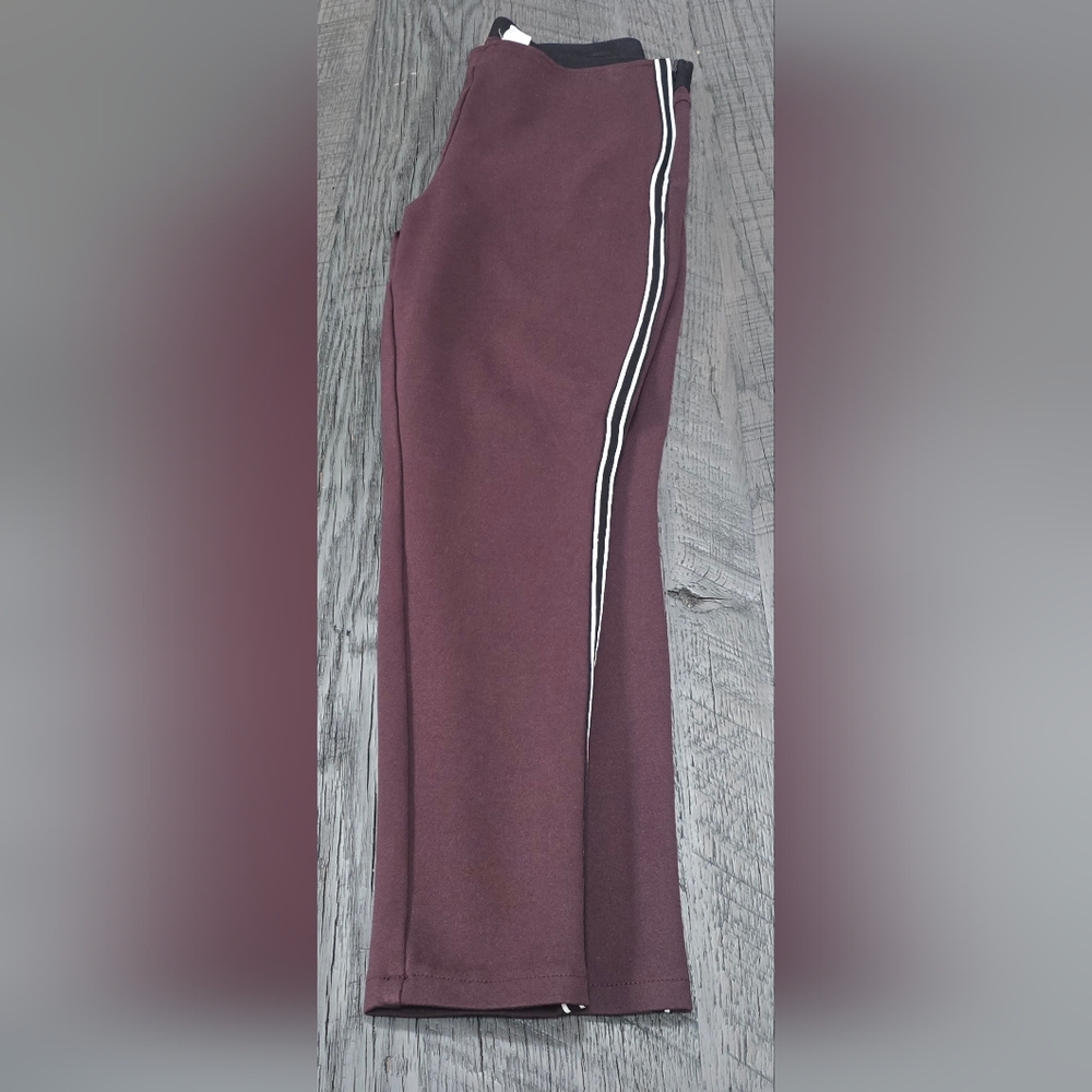 GAP Womens Burgandy Brown Stretch Leggings w Pin Striped & Zip On Side (SIZE:M) - Picture 6 of 7